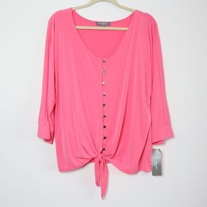 NY Collection | NEW Button Up Tie Blouse